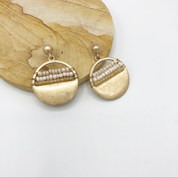 Jewelry - Circular Gold & Beaded Earrings